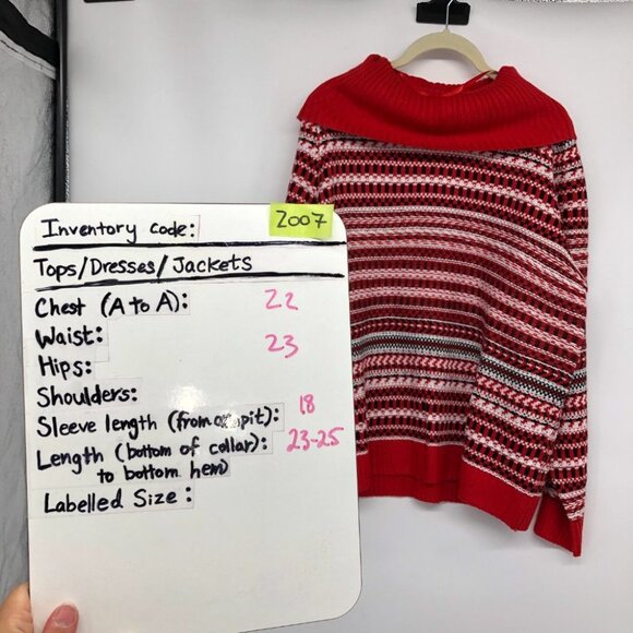 Lane Bryant Red White Stripe Classic Jacquard Cowl Neck Sweater size 10/12 - Picture 15 of 16